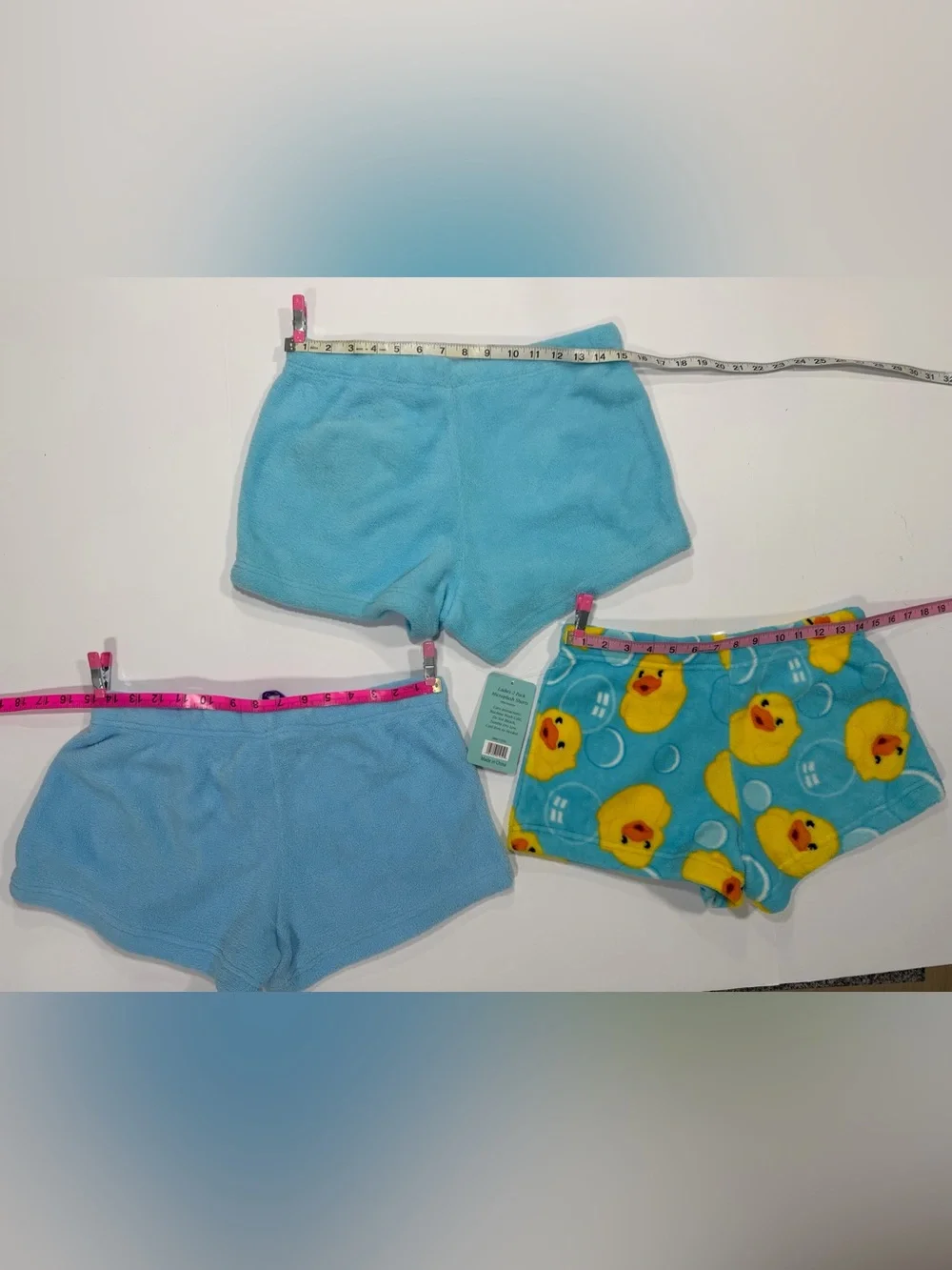 Blue Plush Women’s Shorts with Duck and Frog Details